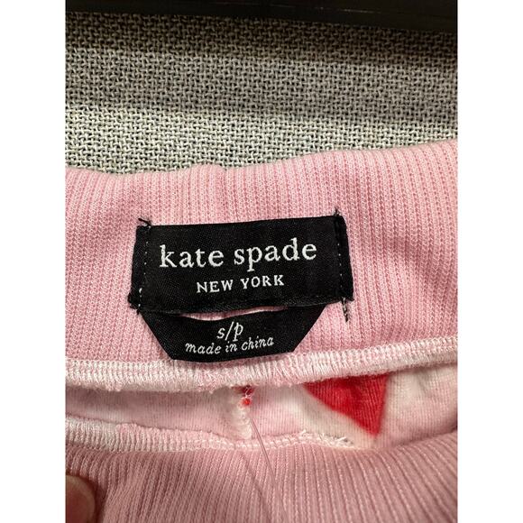 NWT Kate Spade Heart Print velour Pajama Set Small Pink Red Long Sleeve Joggers - Picture 12 of 15
